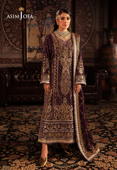 Asim Jofa | Velvet | AJMM-06 EMBROIDERED 3 PCS - House of Ayeza