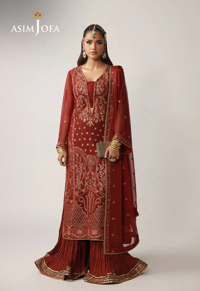 Asim Jofa | Layaan Festive | AJULO-11 Embroidered Chiffon - House of Ayeza