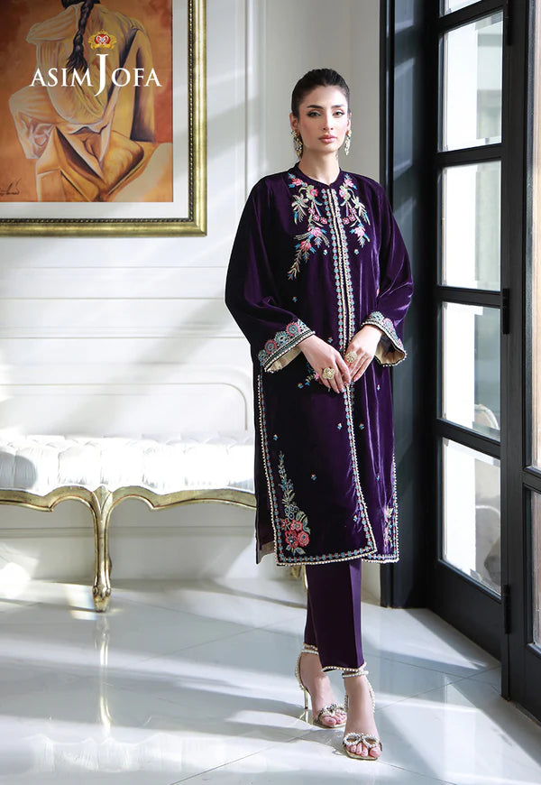 Asim Jofa | Velvet | AJVG-10 EMBROIDERED VELVET 3PC