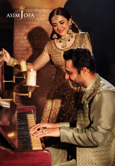 Asim Jofa | Menswear New In | AJMS-12 EMBROIDERED KOREAN RAW SILK 3 PCS - House of Ayeza