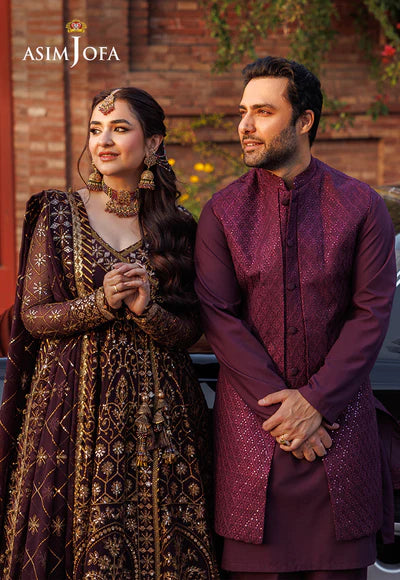 Asim Jofa | Menswear New In | AJMS-10 EMBROIDERED KOREAN RAW SILK 3 PCS - House of Ayeza