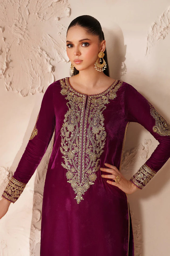 Baroque | Ready To Wear | EMBROIDERED VELVET PR-1205 - House of Ayeza