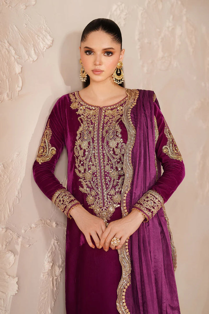 Baroque | Ready To Wear | EMBROIDERED VELVET PR-1205 - House of Ayeza