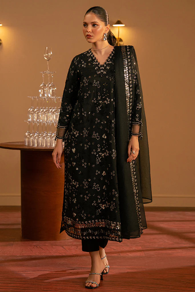 Cross Stitch | Luxury Pret | MIDNIGHT MUSE-2 PC (SHIRT & DUPATTA) - House of Ayeza