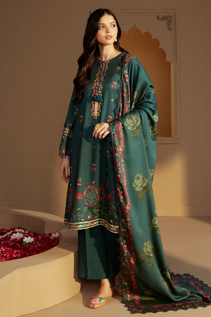 Cross Stitch | Winter Collection 24 | LUSH AURA-3 PC MARINA PRINTED SUIT - House of Ayeza