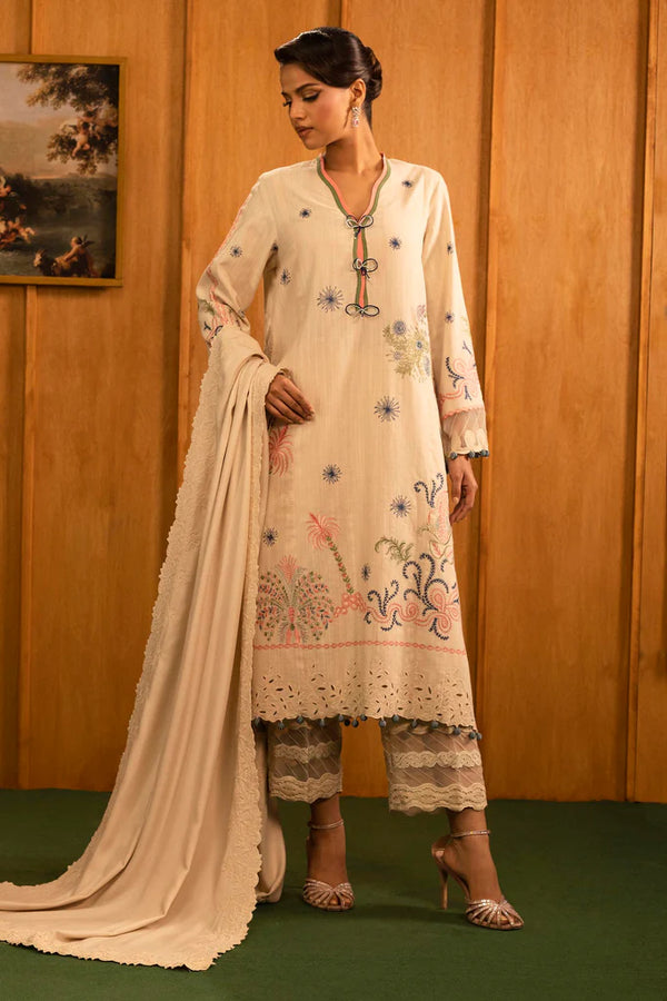 Sana Safinaz | Muzlin Winter '25 | Slub Muzlin 3 Piece Suit | M253-003B-3CP - House of Ayeza