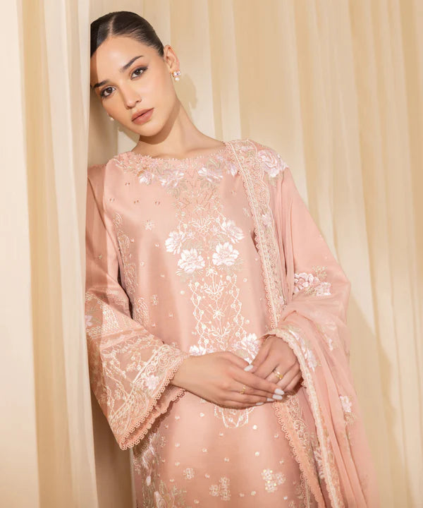 Sapphire | 3 Piece - Embroidered Cotton Net Suit - House of Ayeza