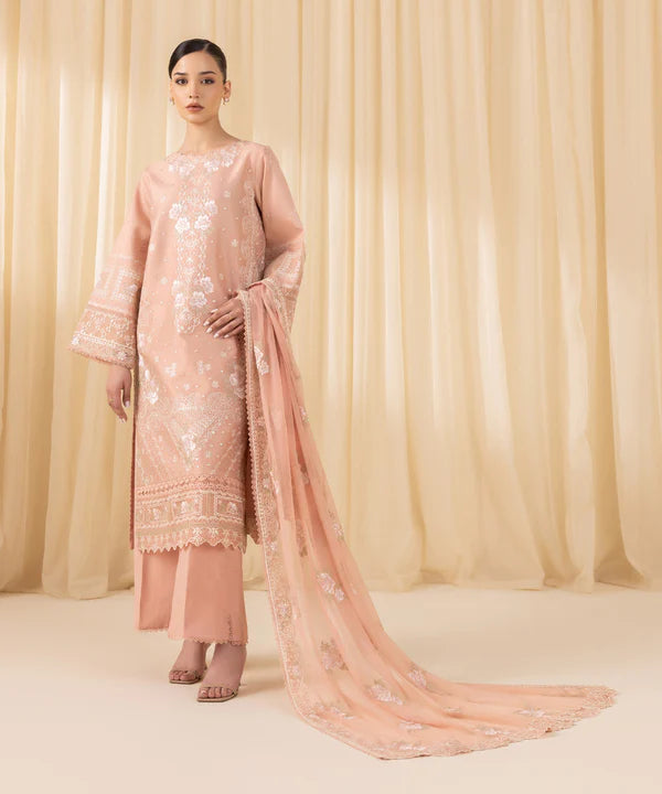 Sapphire | 3 Piece - Embroidered Cotton Net Suit - House of Ayeza