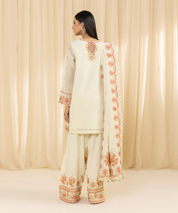 Sapphire | 3 Piece - Embroidered Karandi Suit - House of Ayeza