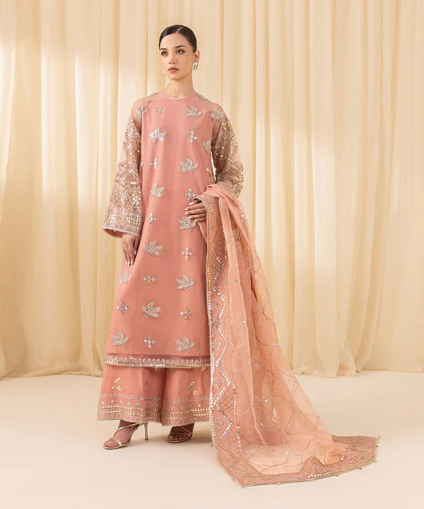 Sapphire | 3 Piece - Embroidered Net Suit - House of Ayeza