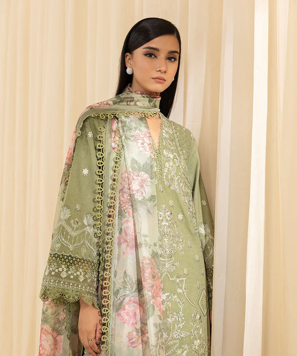 Sapphire | 3 Piece - Embroidered Cambric Suit - House of Ayeza