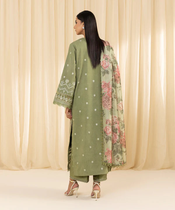 Sapphire | 3 Piece - Embroidered Cambric Suit - House of Ayeza