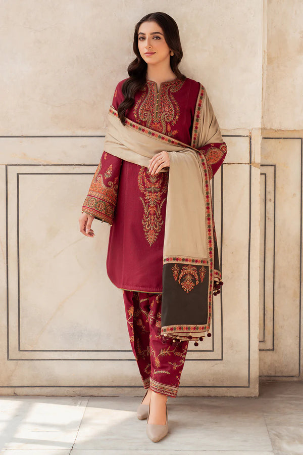 Jazmin | Delia Fall Winter 24 | EMBROIDERED SLUB KHADDAR DW'24 D3 - House of Ayeza