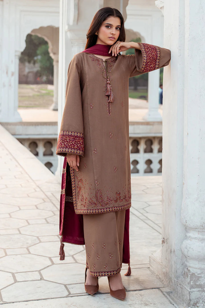 Jazmin | Delia Fall Winter 24 | EMBROIDERED SLUB KHADDAR DW'24 D8 - House of Ayeza