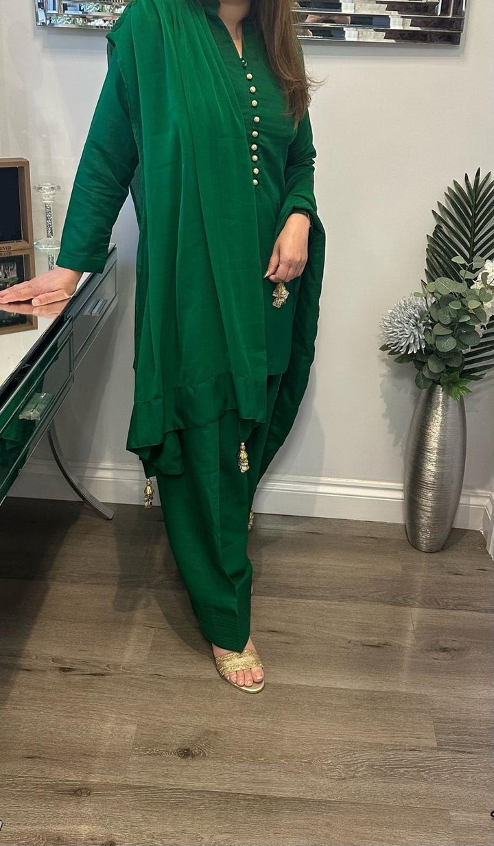 KK Stitches | Farshi Delight Green - House of Ayeza