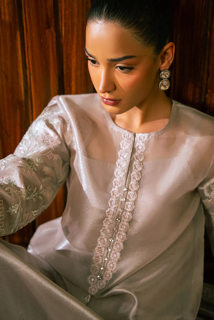 Cross Stitch | ROSE SHELL-4 PIECE EMBROIDERED ZARI SUIT - House of Ayeza