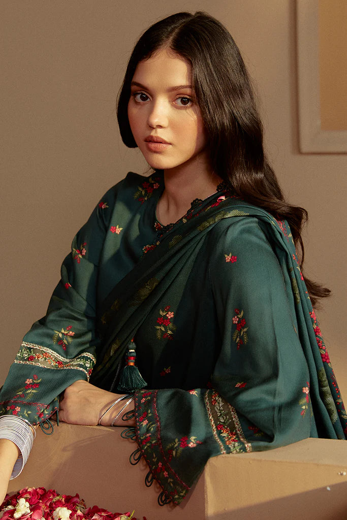 Cross Stitch | Winter Collection 24 | LUSH AURA-3 PC MARINA PRINTED SUIT - House of Ayeza