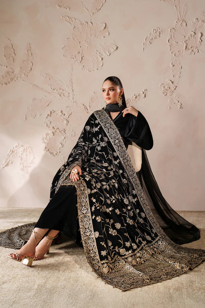 Baroque | Shawls | EMBROIDERED VELVET SHAWL VS-57 - House of Ayeza