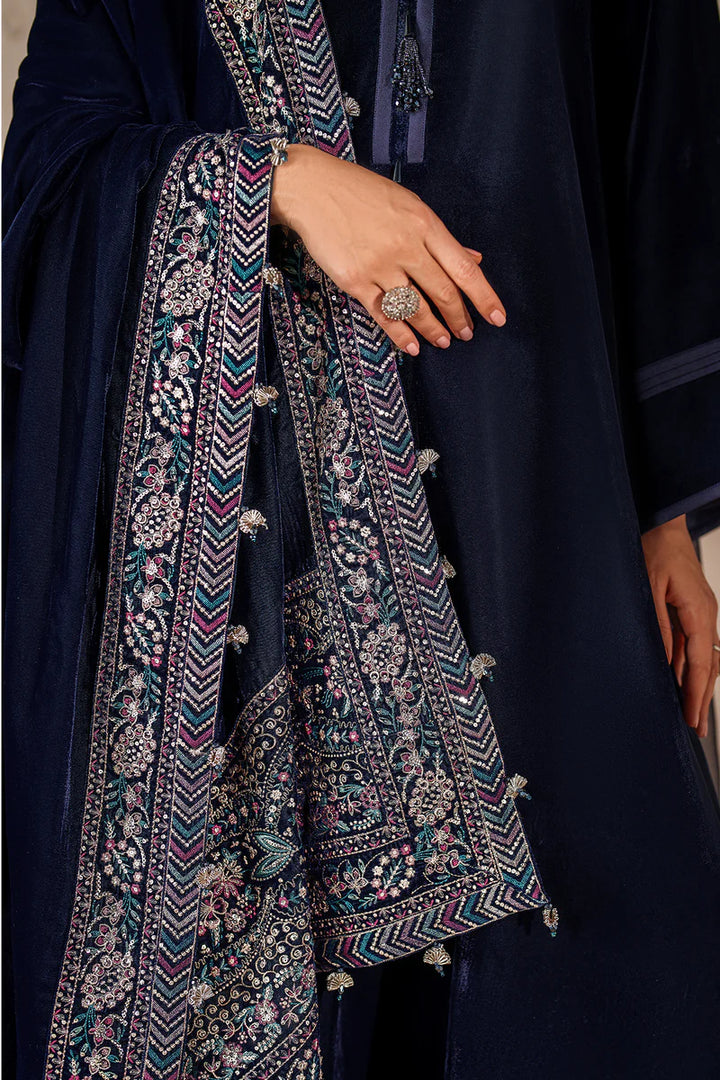 Baroque | Shawls | EMBROIDERED VELVET SHAWL VS-58 - House of Ayeza