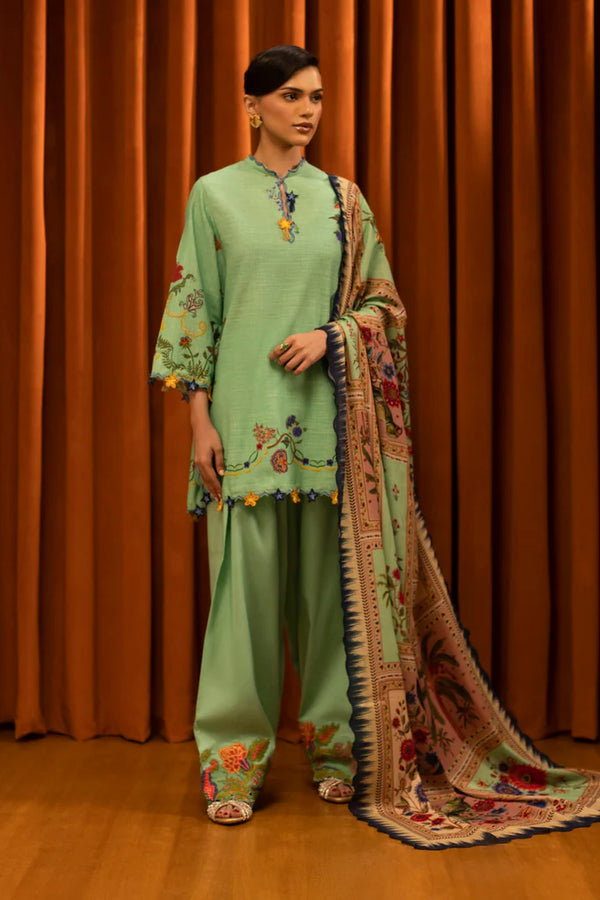 Sana Safinaz | Muzlin Winter '25 | Slub Muzlin 3 Piece Suit | M253-004B-3CY - House of Ayeza