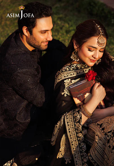 Asim Jofa | Menswear New In | AJMS-09 EMBROIDERED KOREAN RAW SILK 3 PCS - House of Ayeza