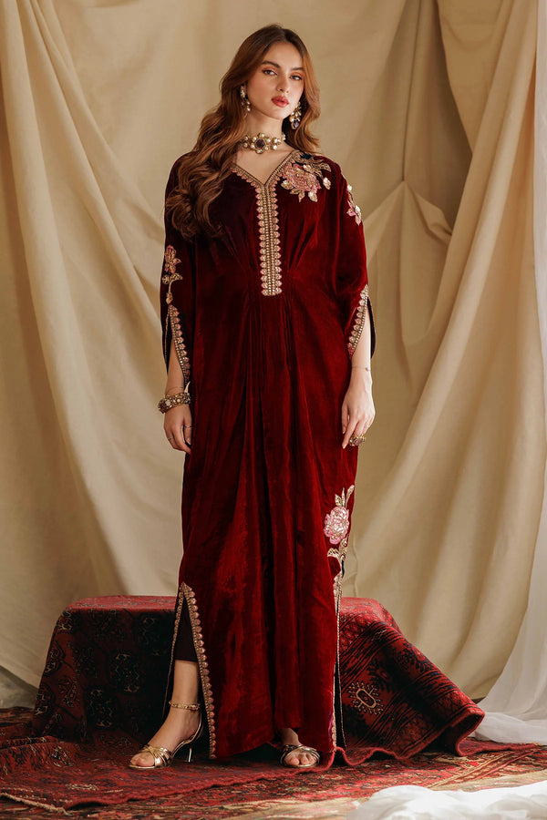 Charizma | ZEEL VELVET | 2-PC Embroidered Velvet Kaftaan | VVT4-08 RED