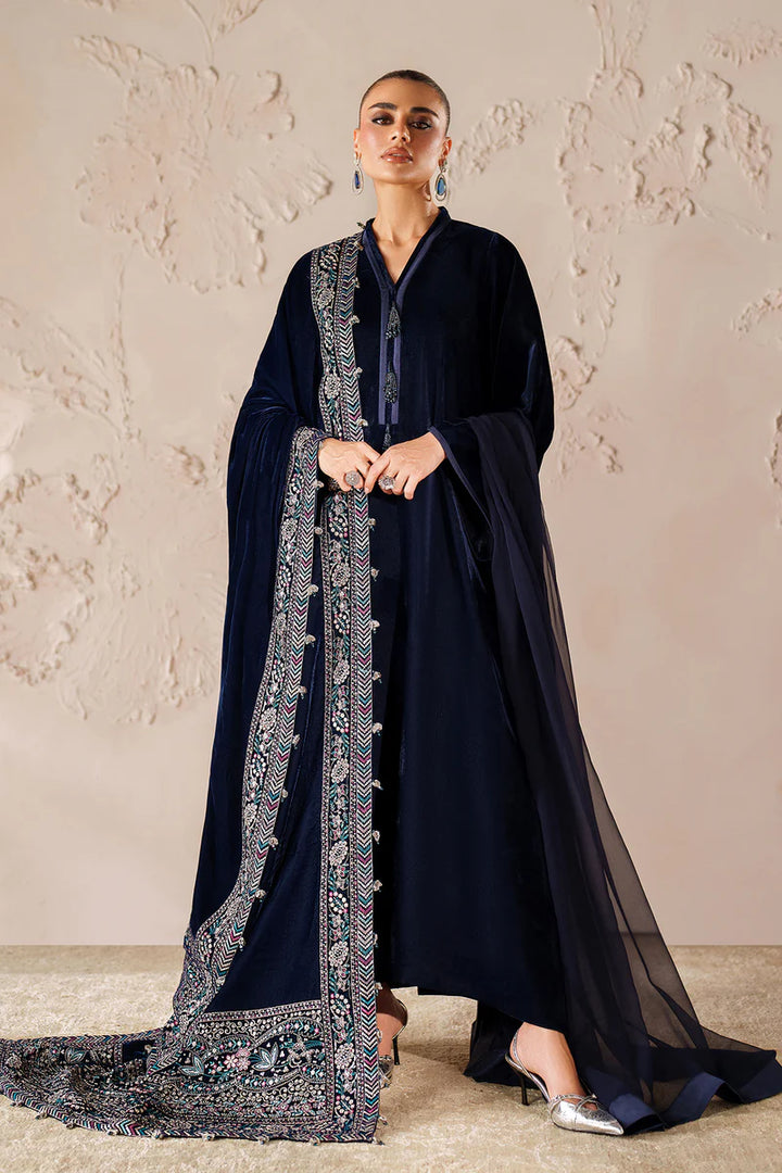 Baroque | Shawls | EMBROIDERED VELVET SHAWL VS-58 - House of Ayeza
