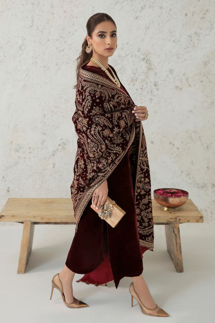 Baroque | Shawls | EMBROIDERED VELVET SHAWL VS-32 - House of Ayeza