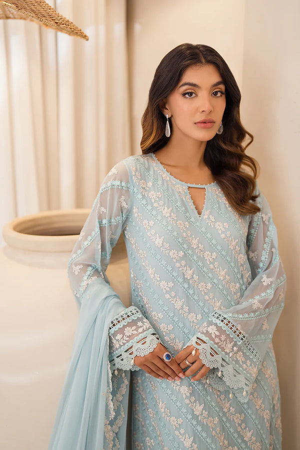 Azure | New Arrivals | Embroidered 3pcs | Mint Glaze - House of Ayeza