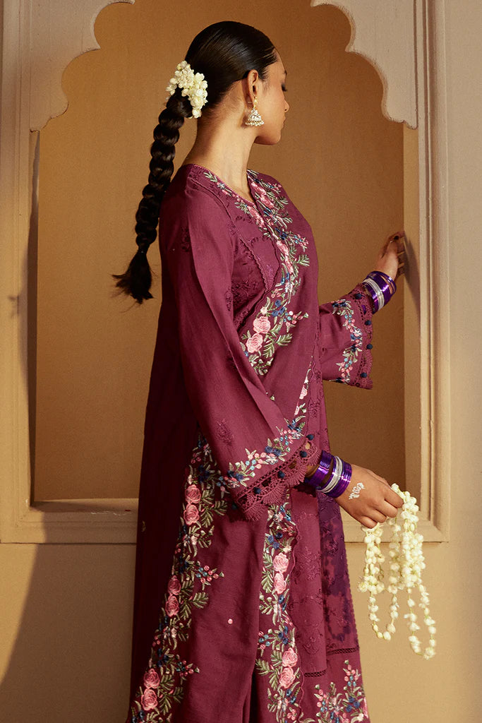 Cross Stitch | Winter Collection 24 | PLUM RADIANCE-3 PC KHADDAR EMBROIDERED SUIT - House of Ayeza