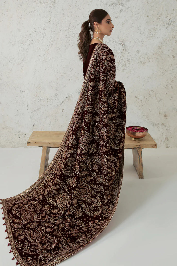 Baroque | Shawls | EMBROIDERED VELVET SHAWL VS-32 - House of Ayeza