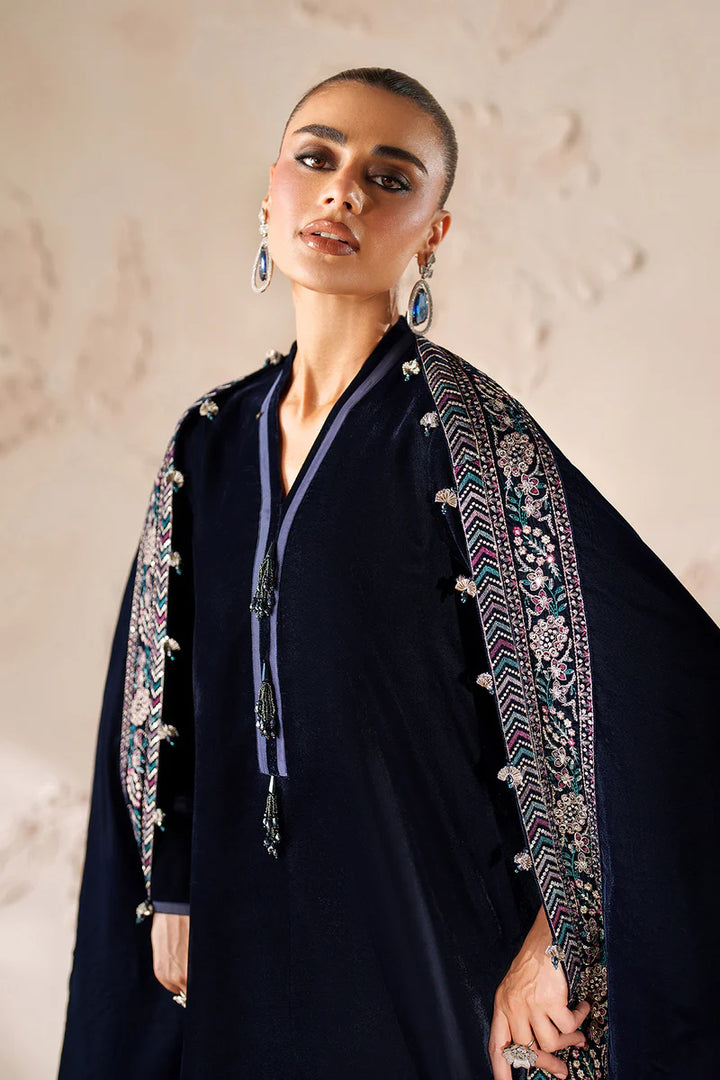 Baroque | Shawls | EMBROIDERED VELVET SHAWL VS-58 - House of Ayeza