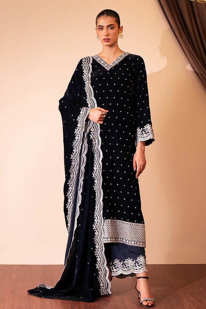 Cross Stitch | Luxury Pret | OCEAN SAPPHIRE-3 PC (SHIRT, TROUSER & DUPATTA) - House of Ayeza