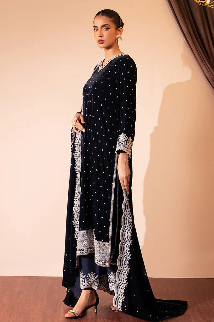 Cross Stitch | Luxury Pret | OCEAN SAPPHIRE-3 PC (SHIRT, TROUSER & DUPATTA) - House of Ayeza