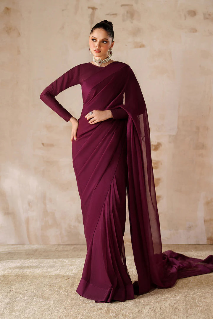 Baroque | Ensembles | PLAIN CHIFFON SAREE EN-1221 - House of Ayeza