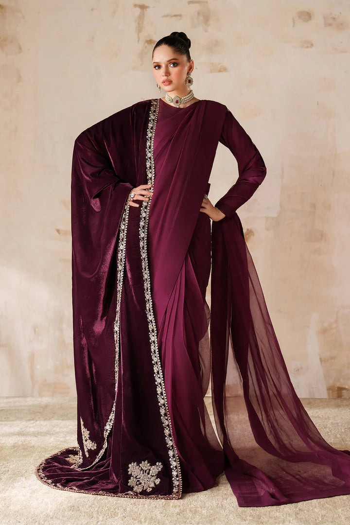 Baroque | Shawls | EMBROIDERED VELVET SHAWL VS-60 - House of Ayeza