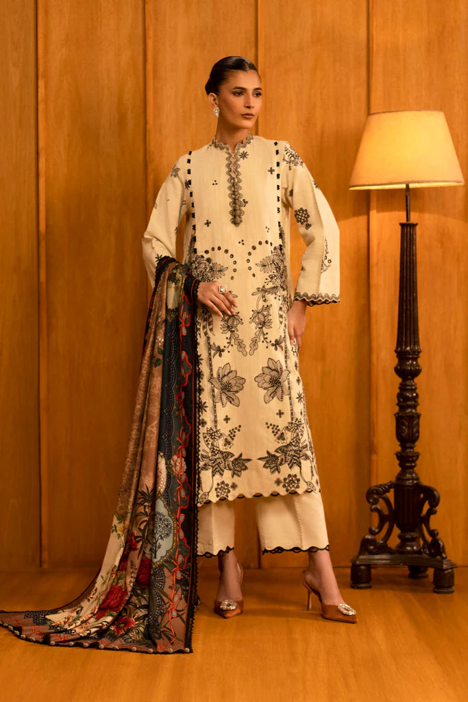 Sana Safinaz | Muzlin Winter '25 | Slub Muzlin 3 Piece Suit | M253-005B-3AP - House of Ayeza