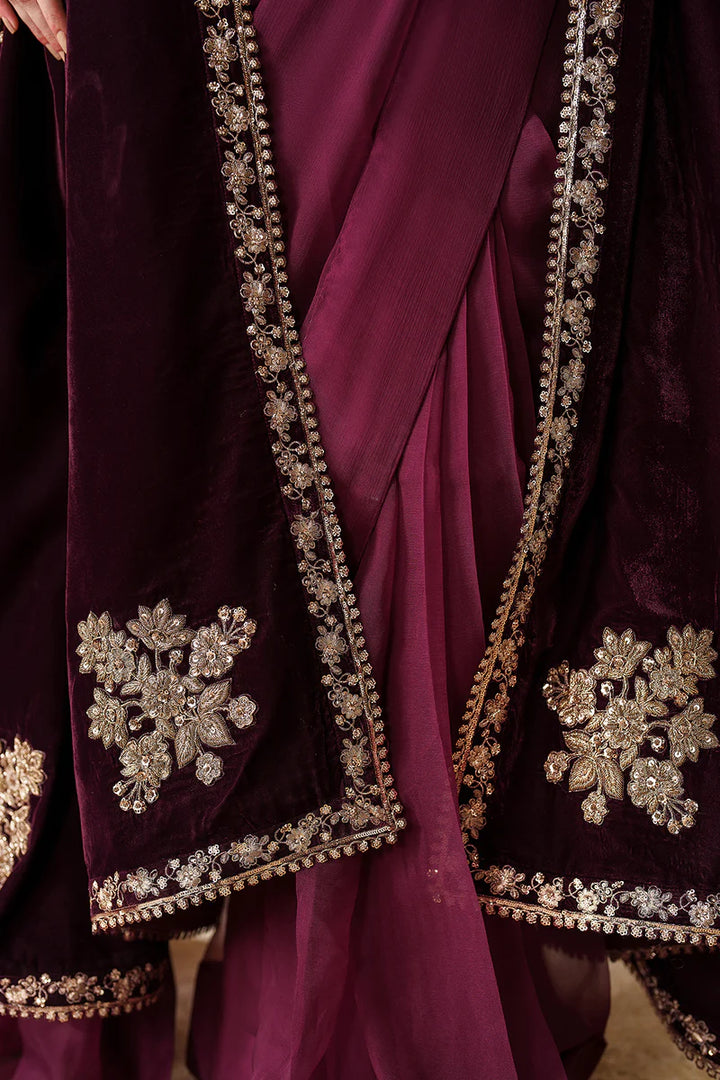 Baroque | Shawls | EMBROIDERED VELVET SHAWL VS-60 - House of Ayeza