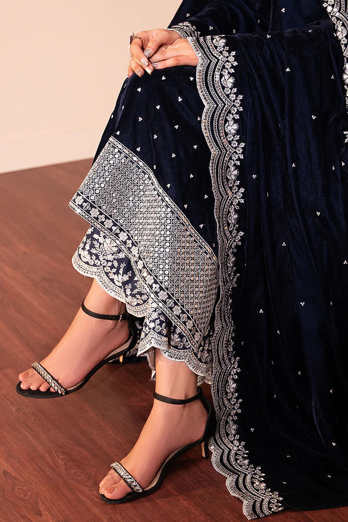 Cross Stitch | Luxury Pret | OCEAN SAPPHIRE-3 PC (SHIRT, TROUSER & DUPATTA) - House of Ayeza