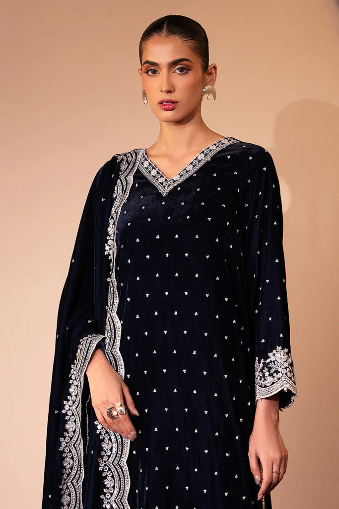 Cross Stitch | Luxury Pret | OCEAN SAPPHIRE-3 PC (SHIRT, TROUSER & DUPATTA) - House of Ayeza