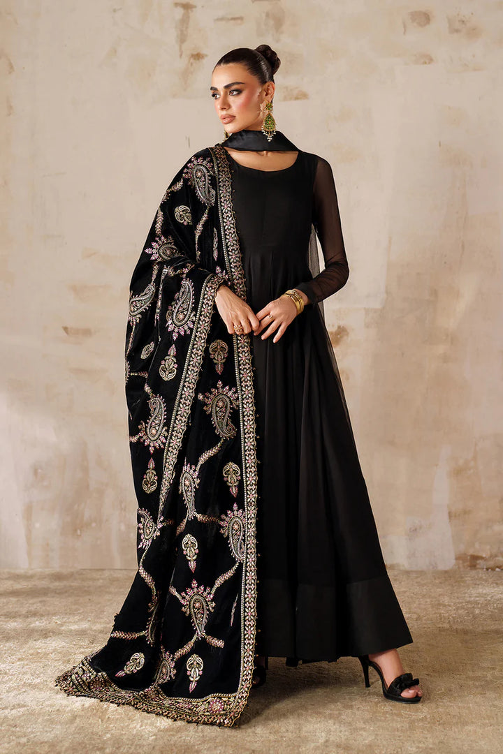 Baroque | Shawls | EMBROIDERED VELVET SHAWL VS-61 - House of Ayeza