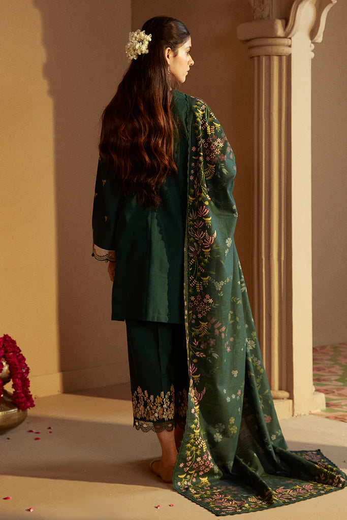 Cross Stitch | Winter Collection 24 | EMERALD FOREST-3 PC KHADDAR EMBROIDERED SUIT - House of Ayeza