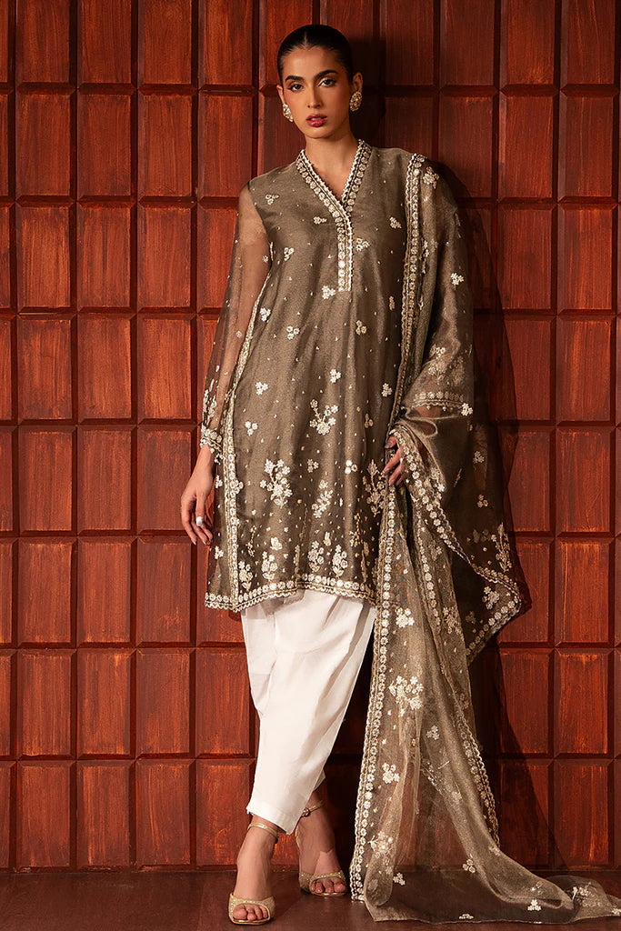 Cross Stitch | Luxury Pret | SUNSET SHIMMER-2 PC( SHIRT & DUPATTA) - House of Ayeza