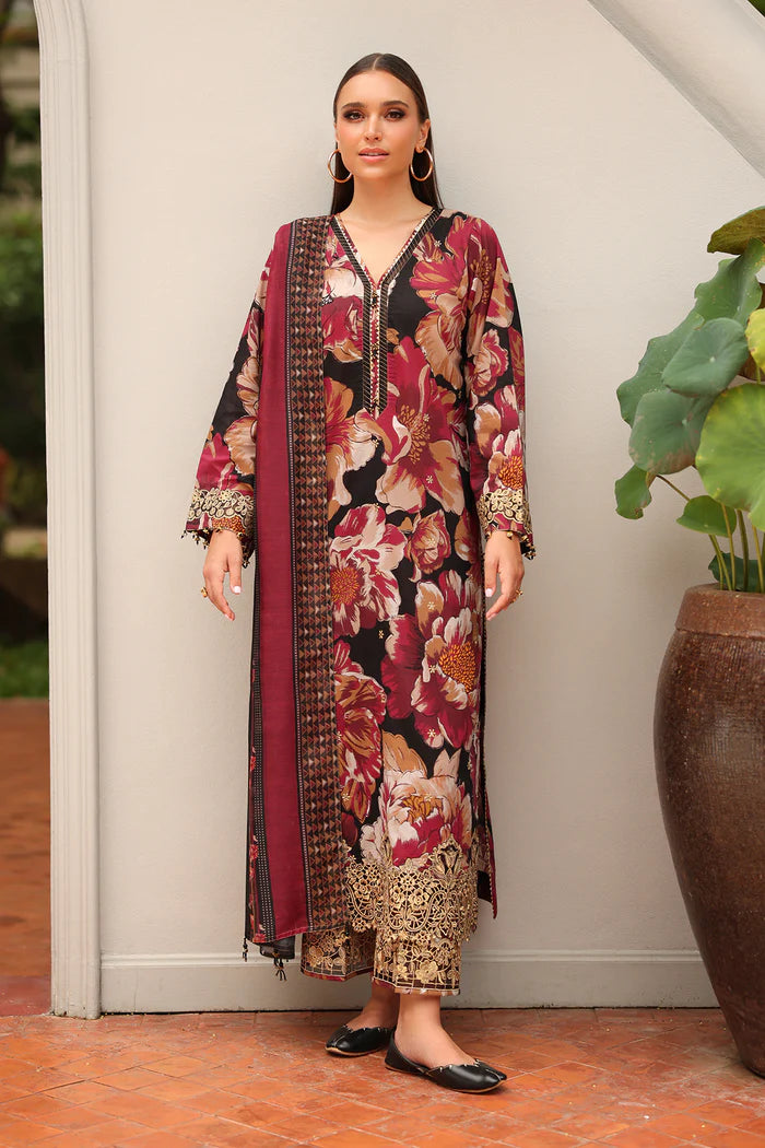 Baroque | Stitched 25 | EMBROIDERED PRINTED LAWN UF-4255 - House of Ayeza