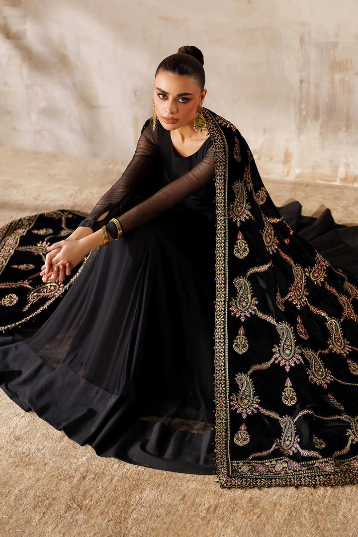 Baroque | Shawls | EMBROIDERED VELVET SHAWL VS-61 - House of Ayeza