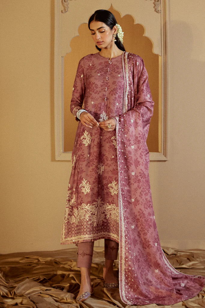 Cross Stitch | Winter Collection 24 | MAUVE DREAM-3 PC MARINA EMBROIDERED SUIT - House of Ayeza