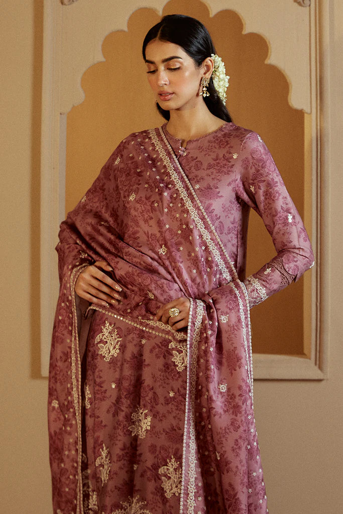 Cross Stitch | Winter Collection 24 | MAUVE DREAM-3 PC MARINA EMBROIDERED SUIT - House of Ayeza