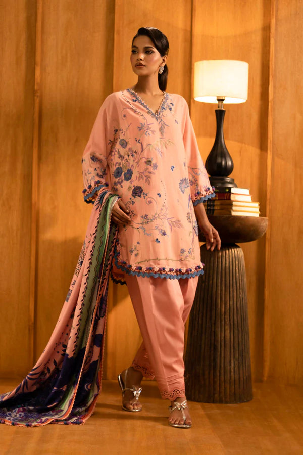 Sana Safinaz | Muzlin Winter '25 | Slub Muzlin 3 Piece Suit | M253-006B-3CP - House of Ayeza