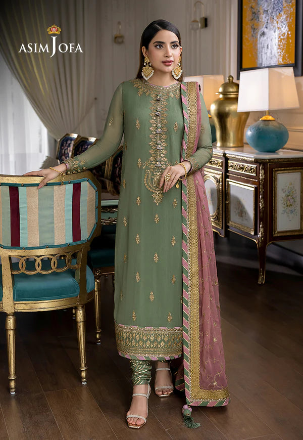 Asim Jofa | AJJM-19 EMBROIDERED CHIFFON ORGANZA 3 PCS