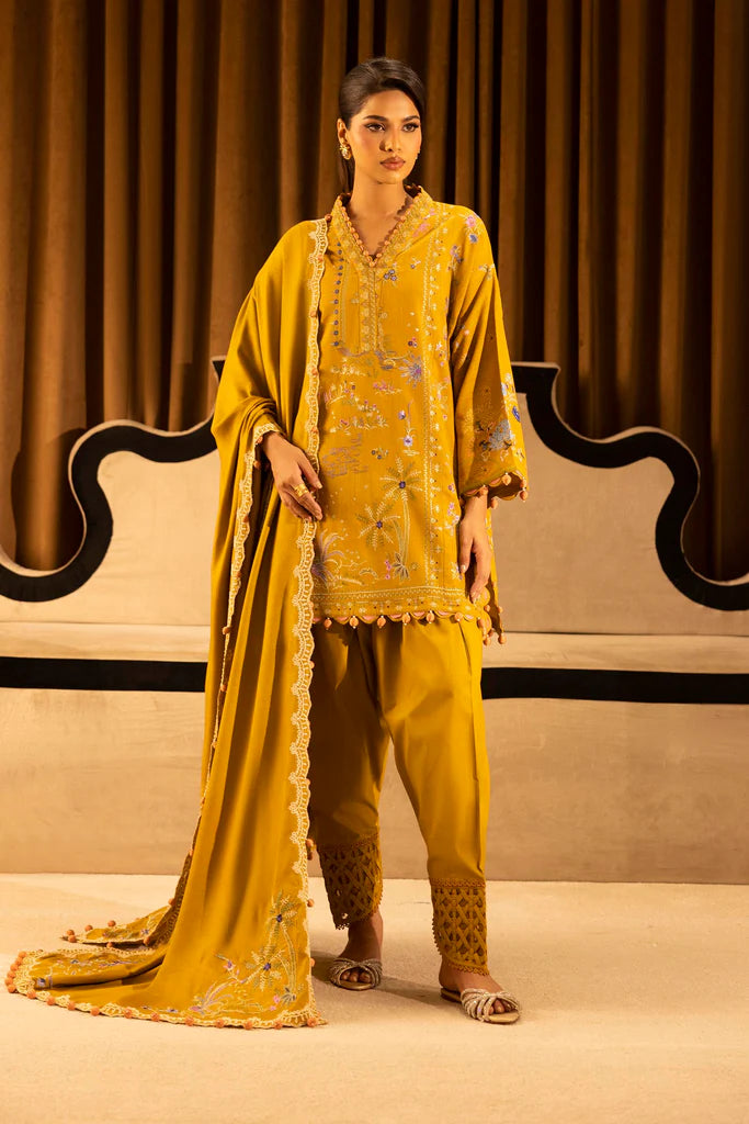 Sana Safinaz | Muzlin Winter '25 | Slub Muzlin 3 Piece Suit | M253-007B-3CP - House of Ayeza